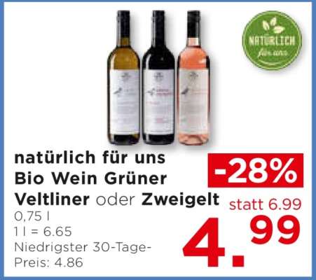 natürlich für uns Bio Wein Grüner Veltliner oder Zweigelt
