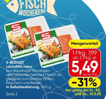 S-BUDGET Lachsfilet natur