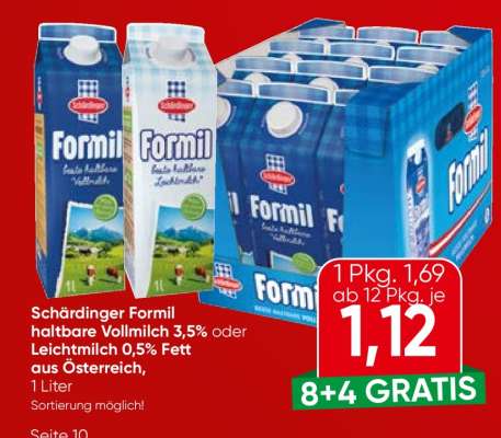 Schärdinger Formil haltbare Vollmilch 3,5% oder Leichtmilch 0,5% Fett