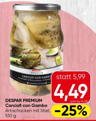 DESPAR PREMIUM Carciofi con Gambo