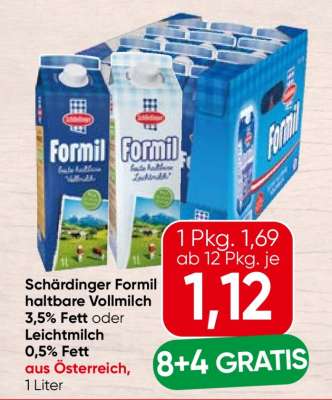 Schärdinger Formil haltbare Vollmilch 3,5% Fett oder Leichtmilch 0,5% Fett