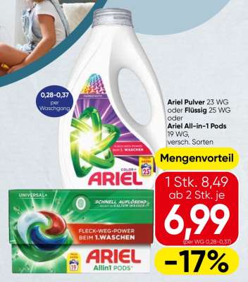 Ariel Pulver oder Flüssig oder Ariel All-in-1 Pods