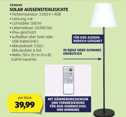 CASALUX SOLAR AUSSENSTEHLEUCHTE