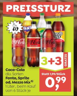 Coca-Cola div. Sorten Fanta, Sprite od. Mezzo Mix