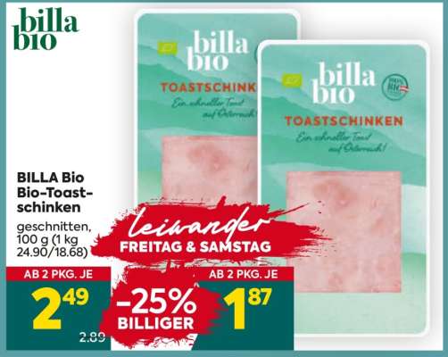 BILLA Bio Bio-Toastschinken