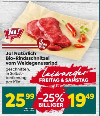 Ja! Natürlich Bio-Rindsschnitzel vom Weidegenussrind