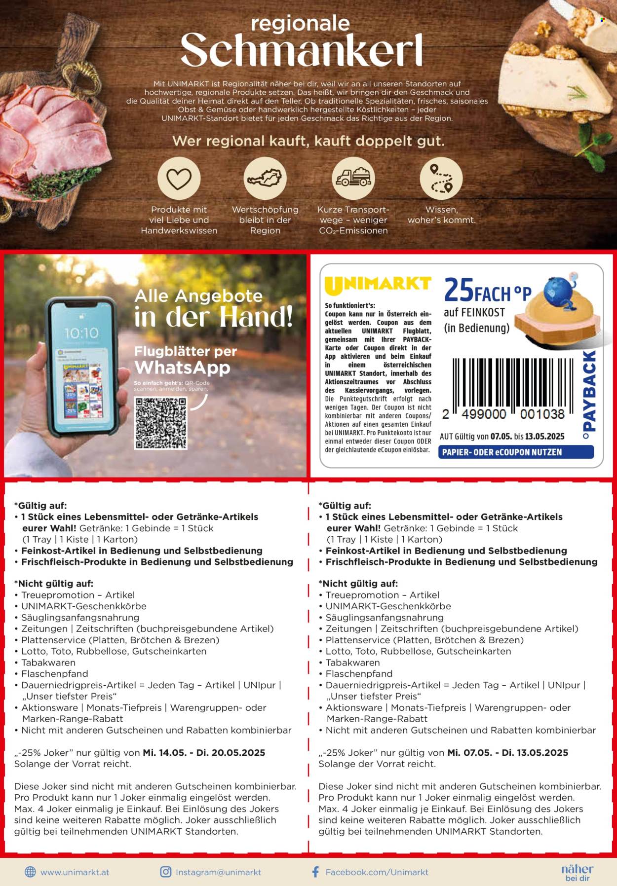 Angebote UNIMARKT - 7.5.2025 - 20.5.2025. Seite 1