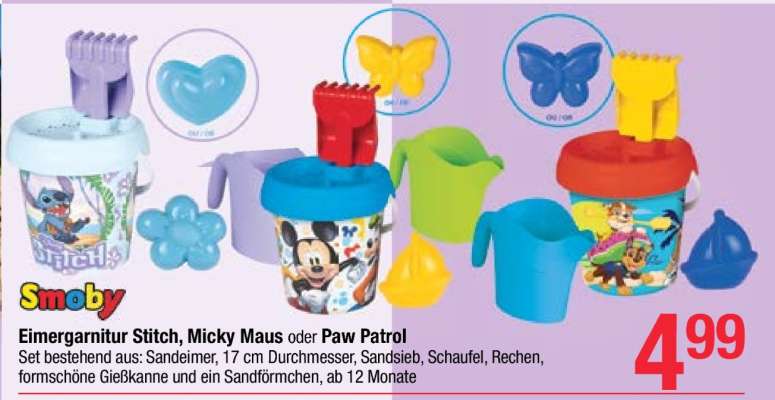 Eimergarnitur Stitch, Micky Maus oder Paw Patrol