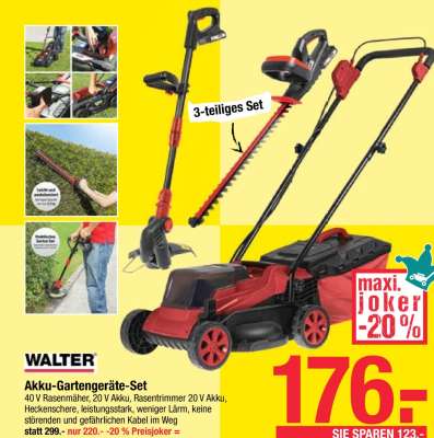 WALTER Akku-Gartengeräte-Set