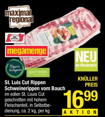 St. Luis Cut Rippen Schweinerippen vom Bauch