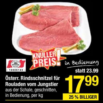 Österr. Rindsschnitzel für Rouladen vom Jungstier