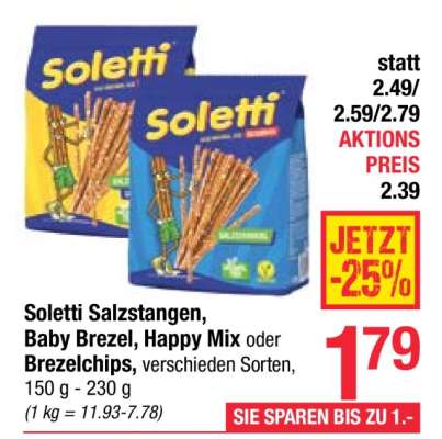 Soletti Salzstangen, Baby Brezel, Happy Mix oder Brezelchips