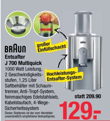 BRAUN Entsafter J 700 Multiquick