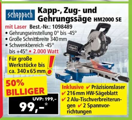 Kapp-, Zug- und Gehrungssäge HM2000 SE