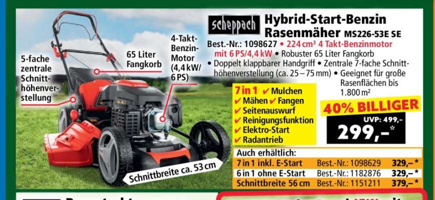 Hybrid-Start-Benzin Rasenmäher MS226-53E SE