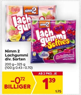 Nimm 2 Lachgummi div. Sorten