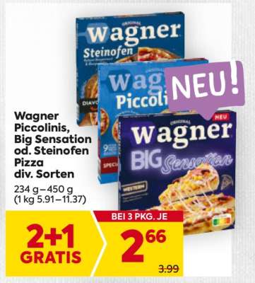 Wagner Piccolinis, Big Sensation od. Steinofen Pizza div. Sorten