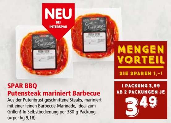SPAR BBQ Putensteak mariniert Barbecue