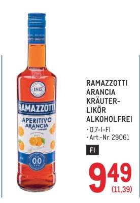 RAMAZZOTTI ARANCIA KRÄUTERLIKÖR ALKOHOLFREI