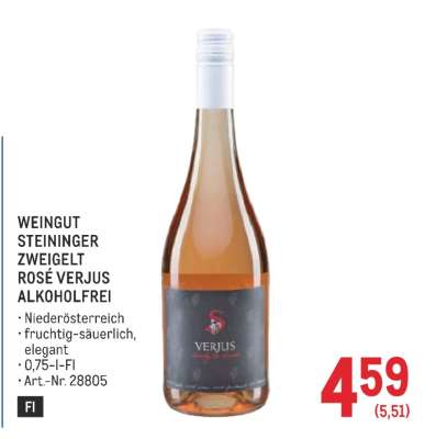 WEINGUT STEININGER ZWEIGELT ROSÉ VERJUS ALKOHOLFREI