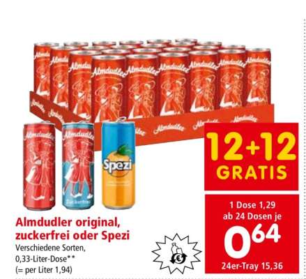 Almdudler Original, Zuckerfrei oder Spezi