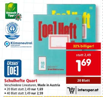 Schulhefte Quart