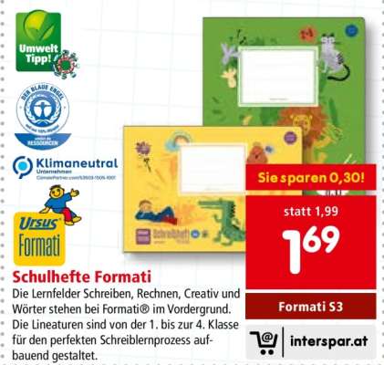Schulhefte Formati