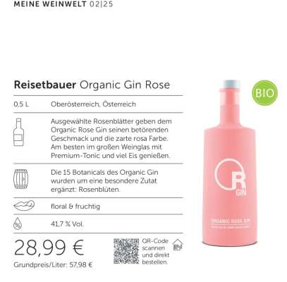 Reisetbauer Organic Gin, Rose