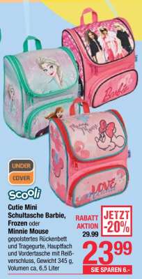 Cutie Mini Schultasche Barbie, Frozen oder Minnie Mouse