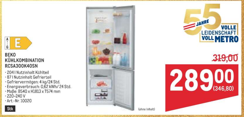 BEKO KÜHLKOMBINATION RCSA300K40SN