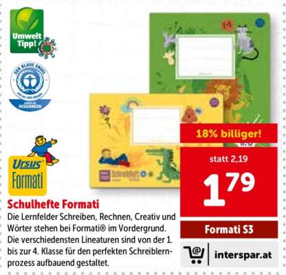 Schulhefte Formati