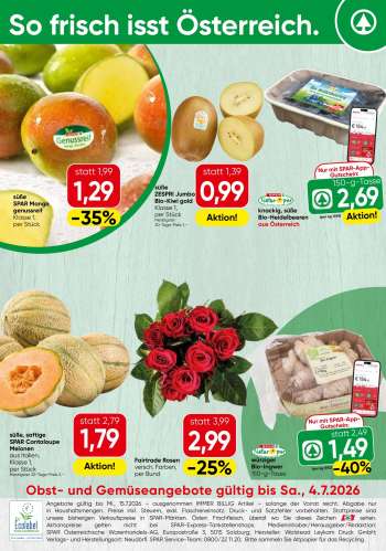 Angebote SPAR - 29.6.2026 - 4.7.2026.