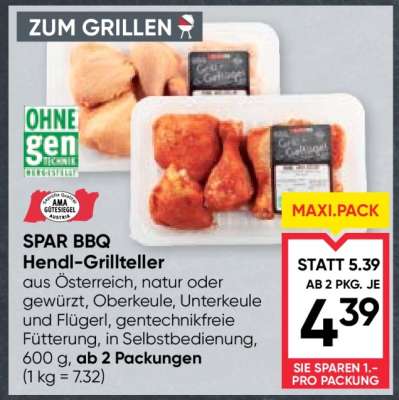 SPAR BBQ Hendl-Grillteller