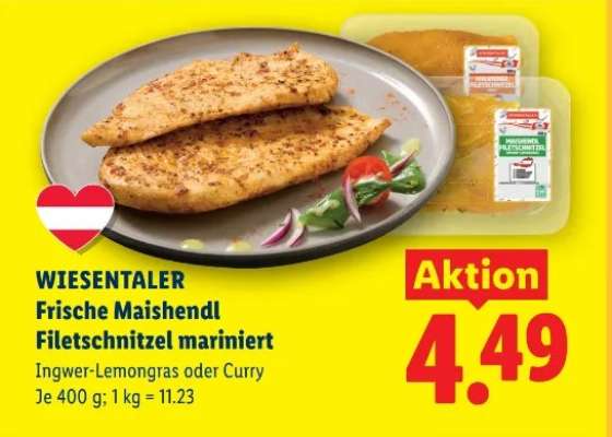 WIESENTALER Frische Maishendl Filetschnitzel mariniert