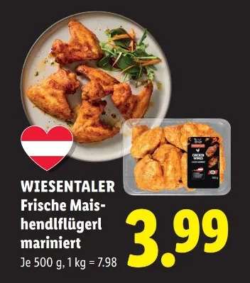 WIESENTALER Frische Maishendlflügerl mariniert