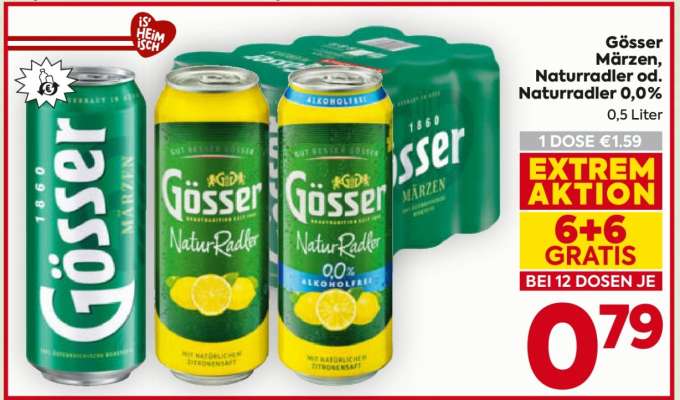 Gösser Märzen, Naturradler od. Naturradler 0,0%*