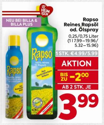 Rapso Reines Rapsöl od. Ölspray