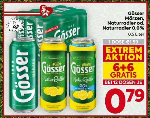 Gösser Märzen, Naturradler od. Naturradler 0,0%*