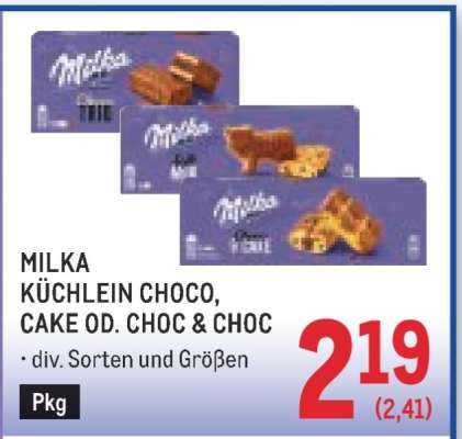 MILKA KÜCHLEIN CHOCO, CAKE OD. CHOC & CHOC