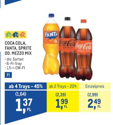 Coca-Cola, Fanta, Sprite od. Mezzo-Mix