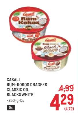 CASALI RUM-KOKOS DRAGEES CLASSIC OD. BLACK&WHITE