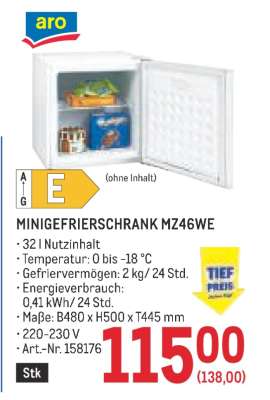 MINIGEFRIERSCHRANK MZ46WE