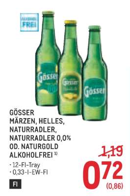 GÖSSER MÄRZEN, HELLES, NATURRADLER, NATURRADLER. 0,0% OD. NATURGOLD ALKOHOLFREI