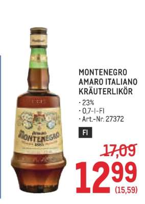 Montenegro Amaro Italiano Kräuterlikör
