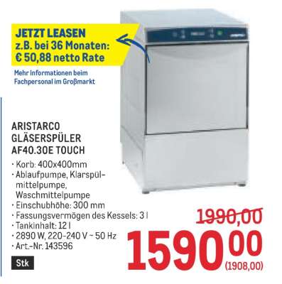 ARISTARCO GLÄSERSPÜLER AF40.30E TOUCH