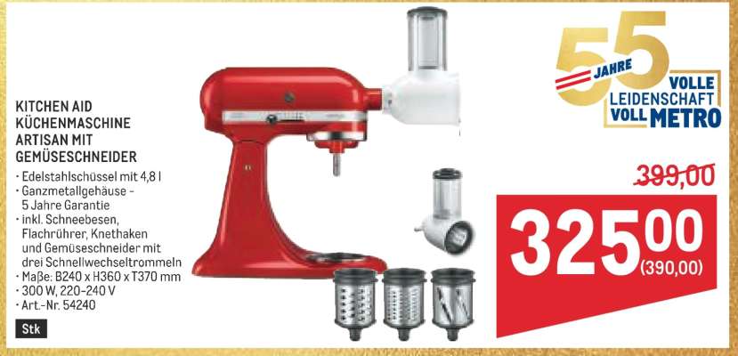 KITCHEN AID KÜCHENMASCHINE ARTISAN MIT GEMÜSESCHNEIDER