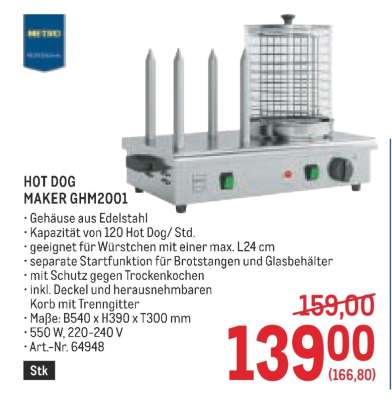 HOT DOG MAKER GHM2001