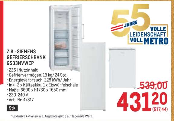SIEMENS GEFRIERSCHRANK GS33NVWEP