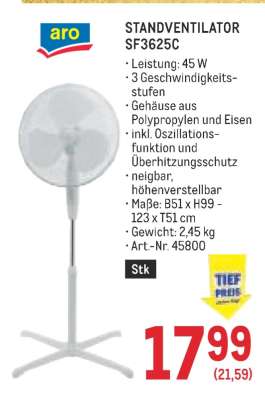 aro STANDVENTILATOR SF3625C