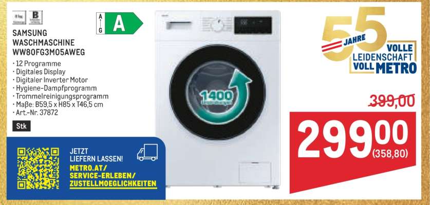 SAMSUNG WASCHMASCHINE WW80FGM305AWEG